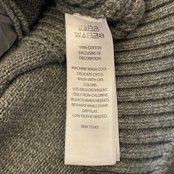 Daniel Hechter Zip Front Cotton Knit Cardigan Pine Green Mock Neck Size Medium - Picture 6 of 9